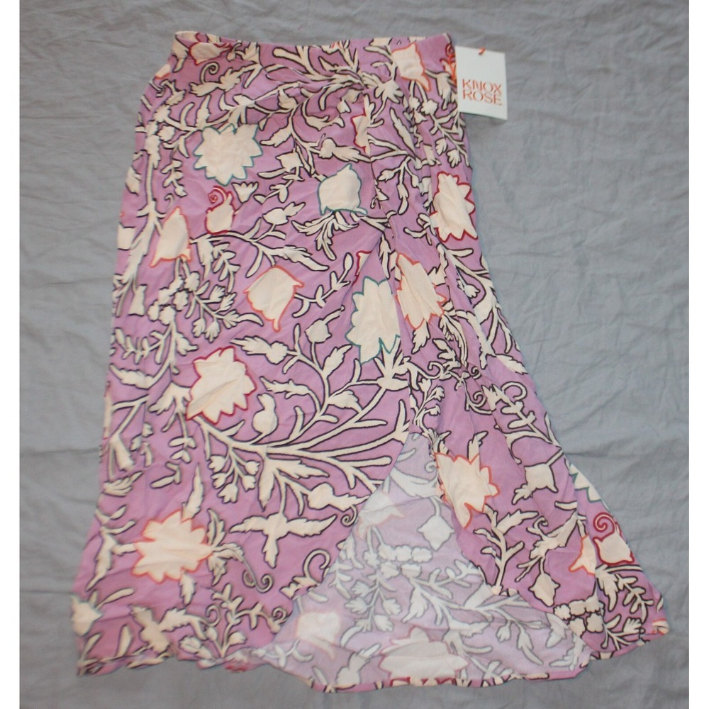 Women's Drapey A-Line Wrap Skirt - Knox Rose Pink Floral Size XS NEW